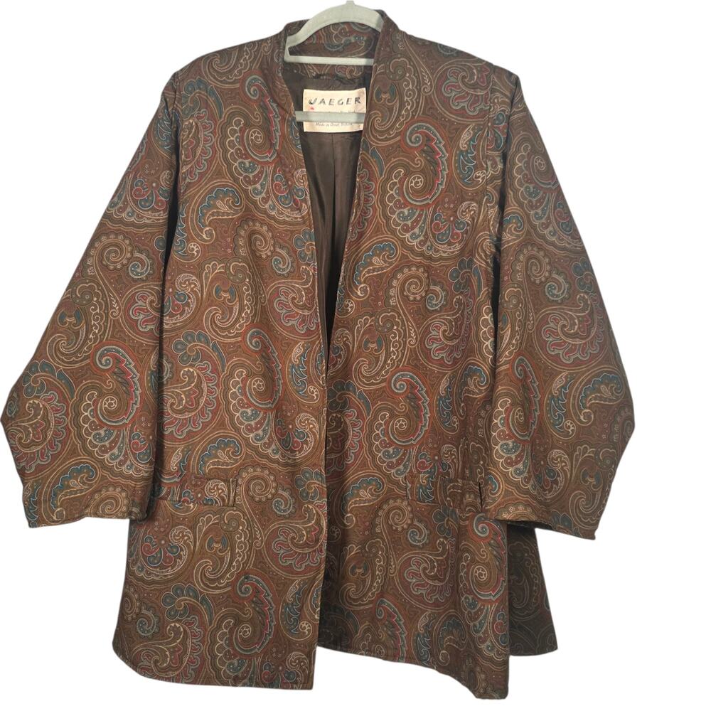 Vintage Jaeger Paisley Kimono Jacket XL Oversized Boho Festival Layer UK